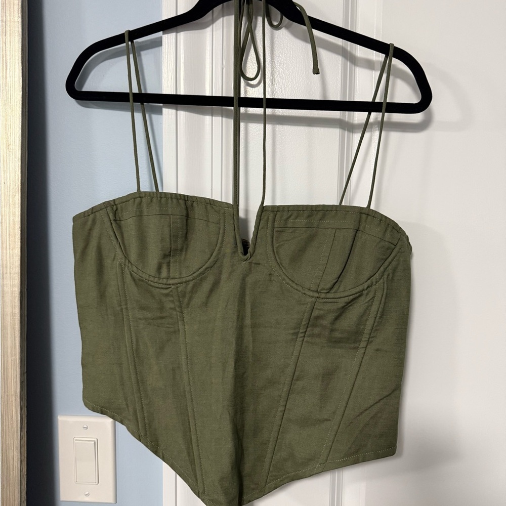 Lioness Green Bustier Camisole Fitted Top